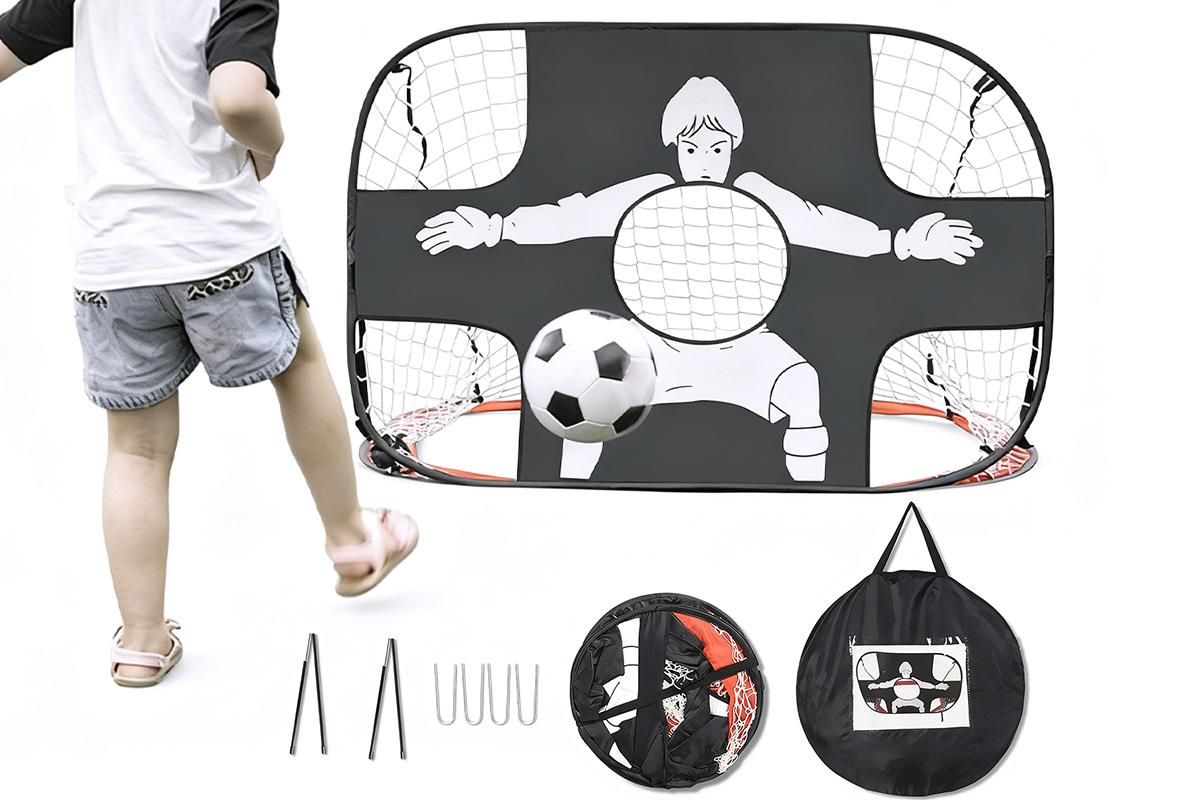 2 in 1 Portable Foldable Soccer Goal with Detachable Target - Blue - Image 7
