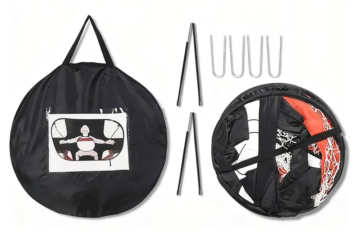 2 in 1 Portable Foldable Soccer Goal with Detachable Target - Red - Image 2