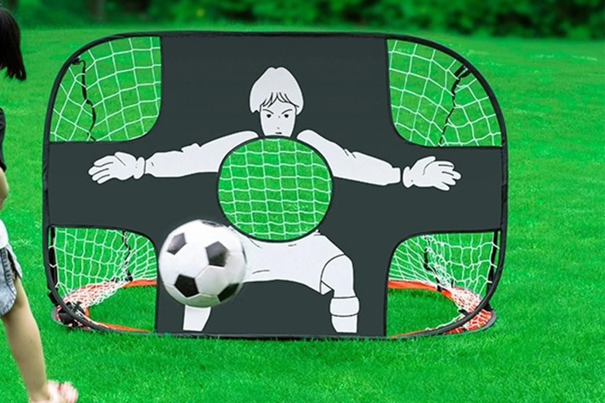 2 in 1 Portable Foldable Soccer Goal with Detachable Target - Red - Image 5