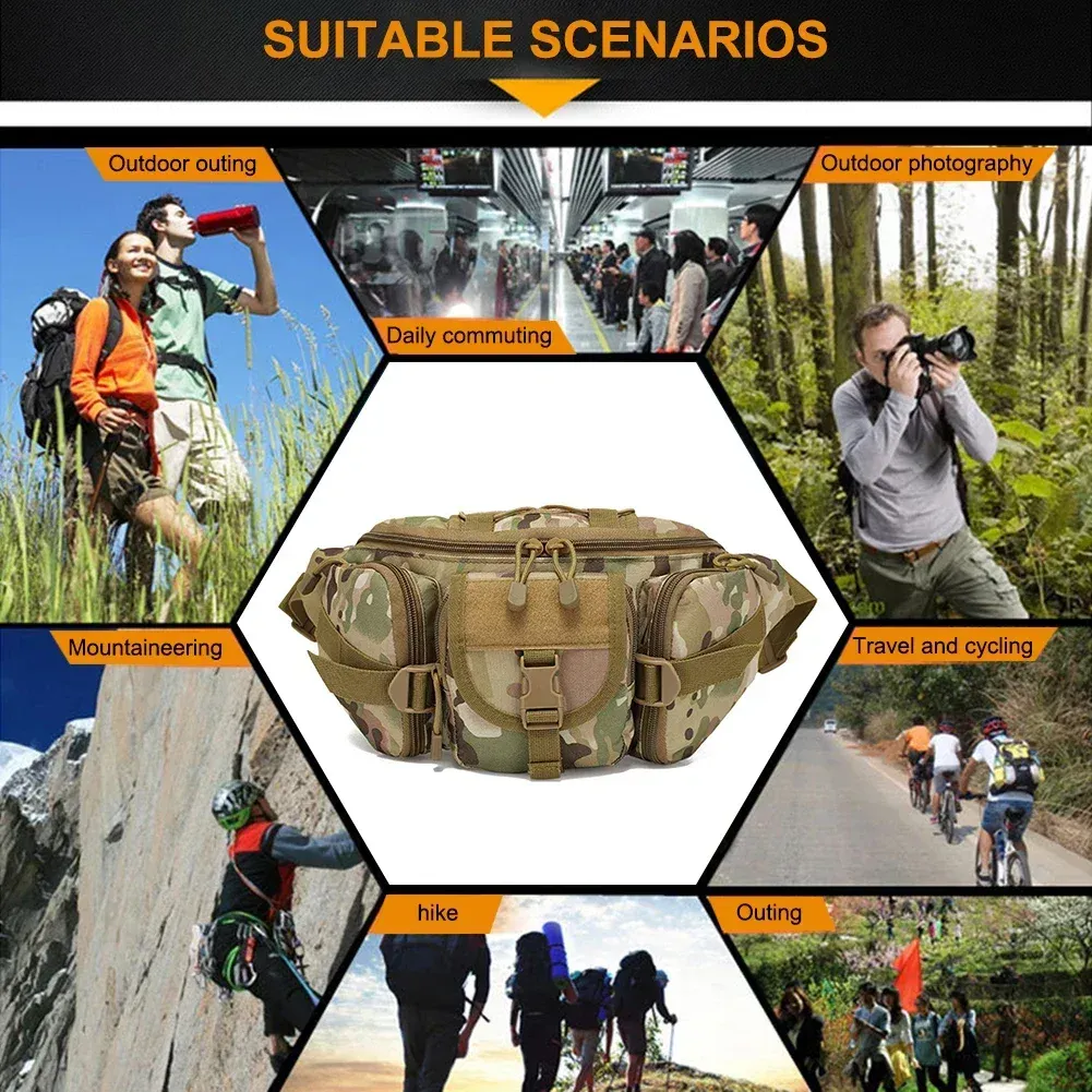 Outdoor Sports Fanny Pack Multipurpose Belt Bag for Camping Hiking Traveling Running Fishing - Digital - Image 4