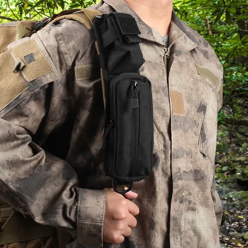 Shoulder Strap Bag Backpack Sundries Pouch Molle Accessory Pouch Tactical Additional Bag Multifunctional EDC - Black - Image 7