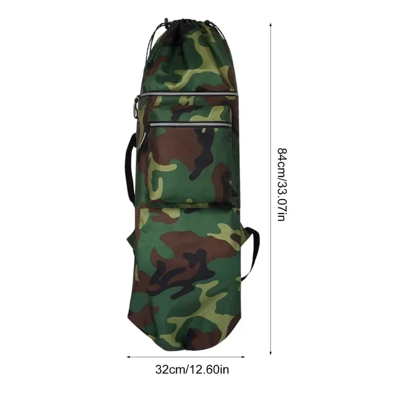 Skateboard Bag Longboards Carrying Case Double Shoulder Backpack Outdoor Travel - Green Camouflage - Image 7