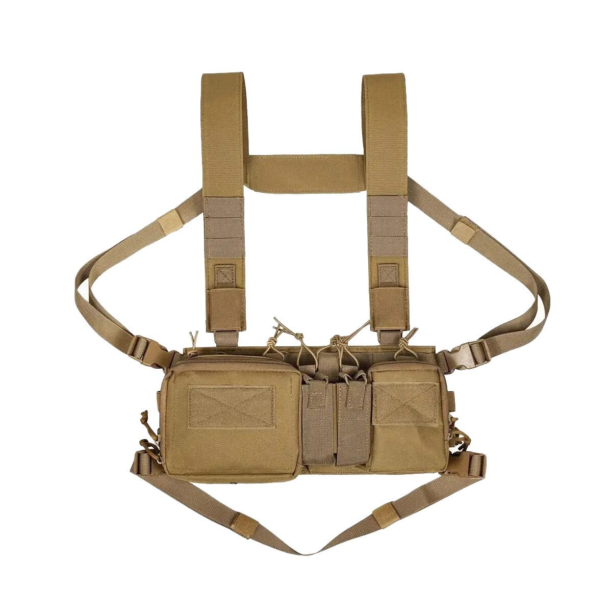 Tactical Chest Vest Rig Bag Field Training Vest Multifunctional Camouflage Strap with Multi-Pocket Outdoor Camping CS Match Pack - Khaki - Image 1