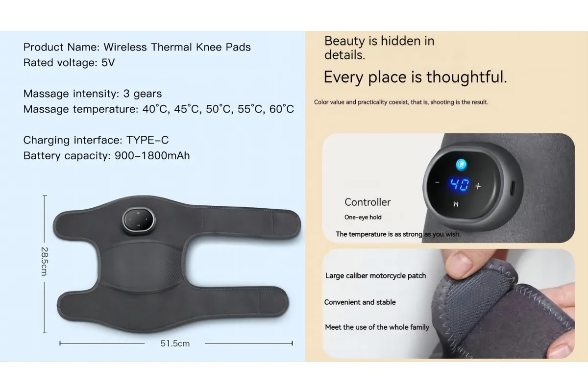 Heating Massage Knee Brace, Three-in-one Knee, Shoulder and Elbow, Portable Wireless Hot Compress Massage, Relieve Joint Pain and Pressure - Image 8
