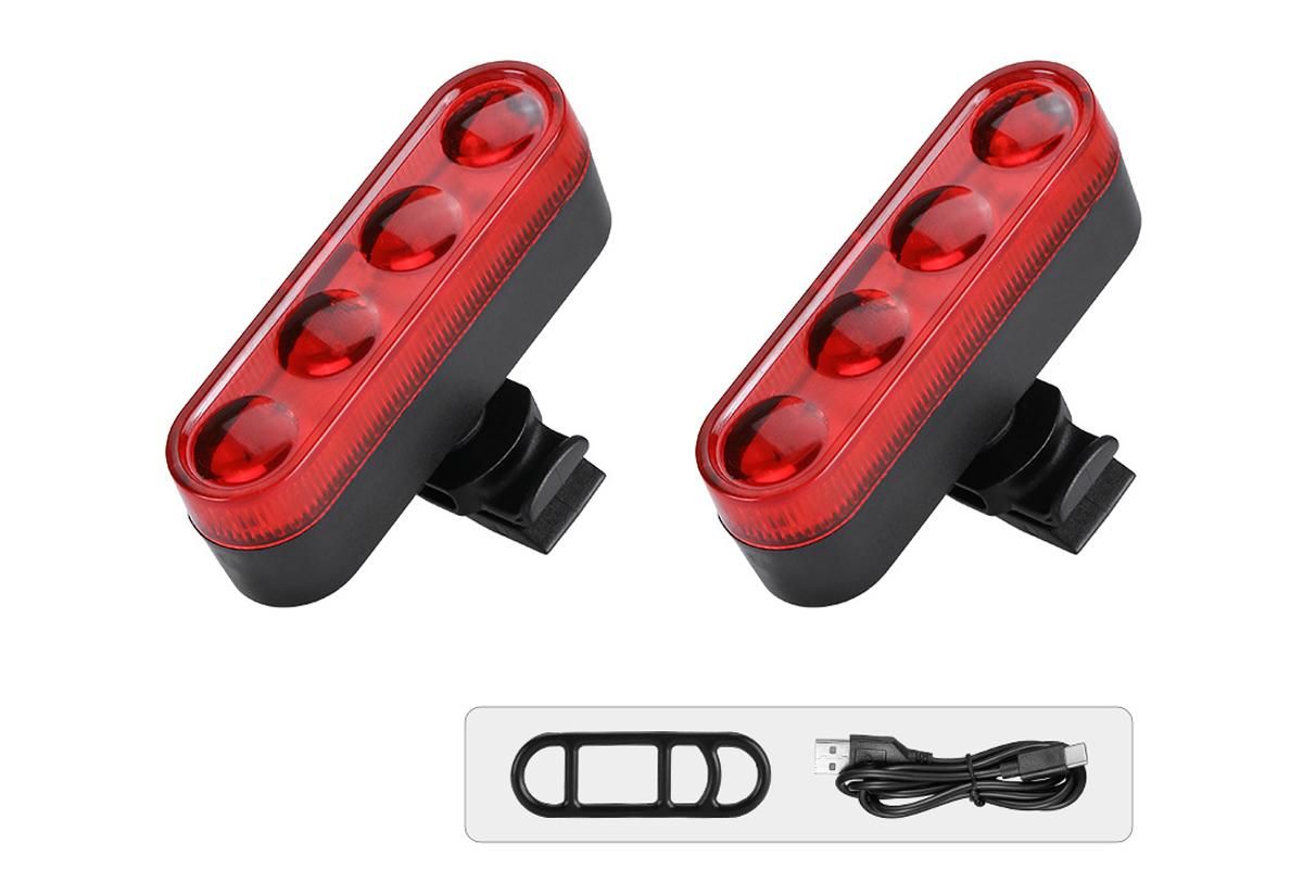 2Pcs Bike Tail Light 4 Modes Bike Rear Light Waterproof Bicycle Taillight-Red - Image 1