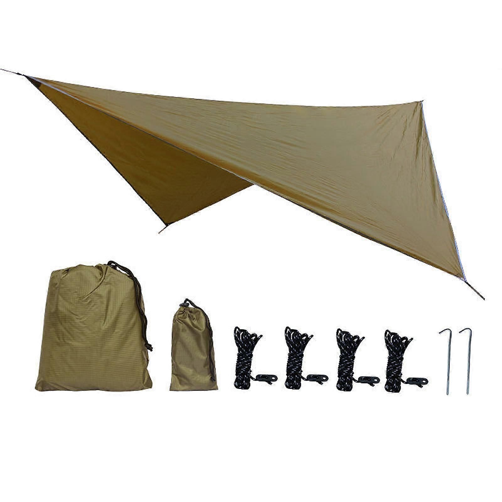 Camping Tarp Tent Tarp Awning Accessories Lightweight Hammock Canopy Rain Awning - Camel - Image 1