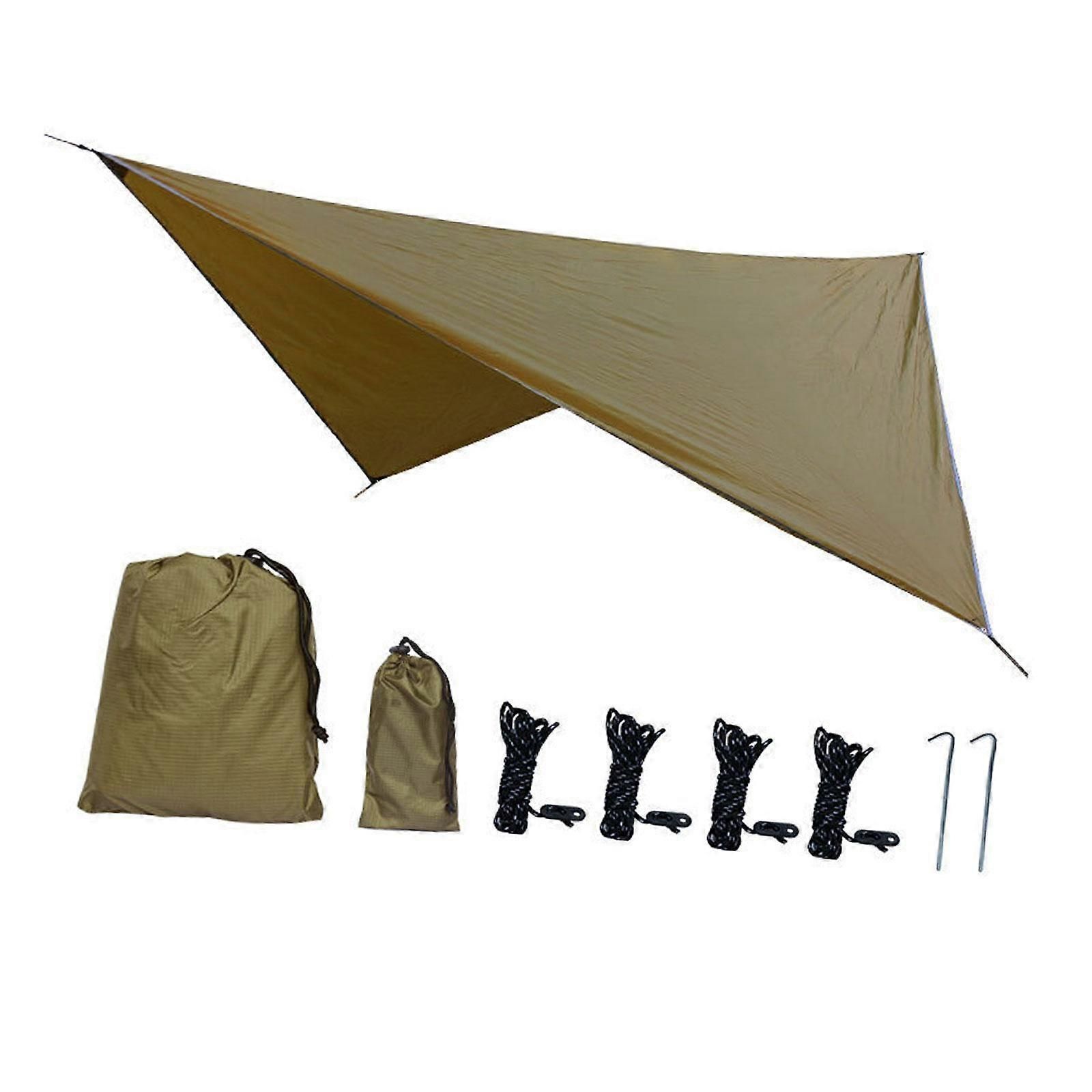 Camping Tarp Tent Tarp Awning Accessories Lightweight Hammock Canopy Rain Awning - Camel - Image 3