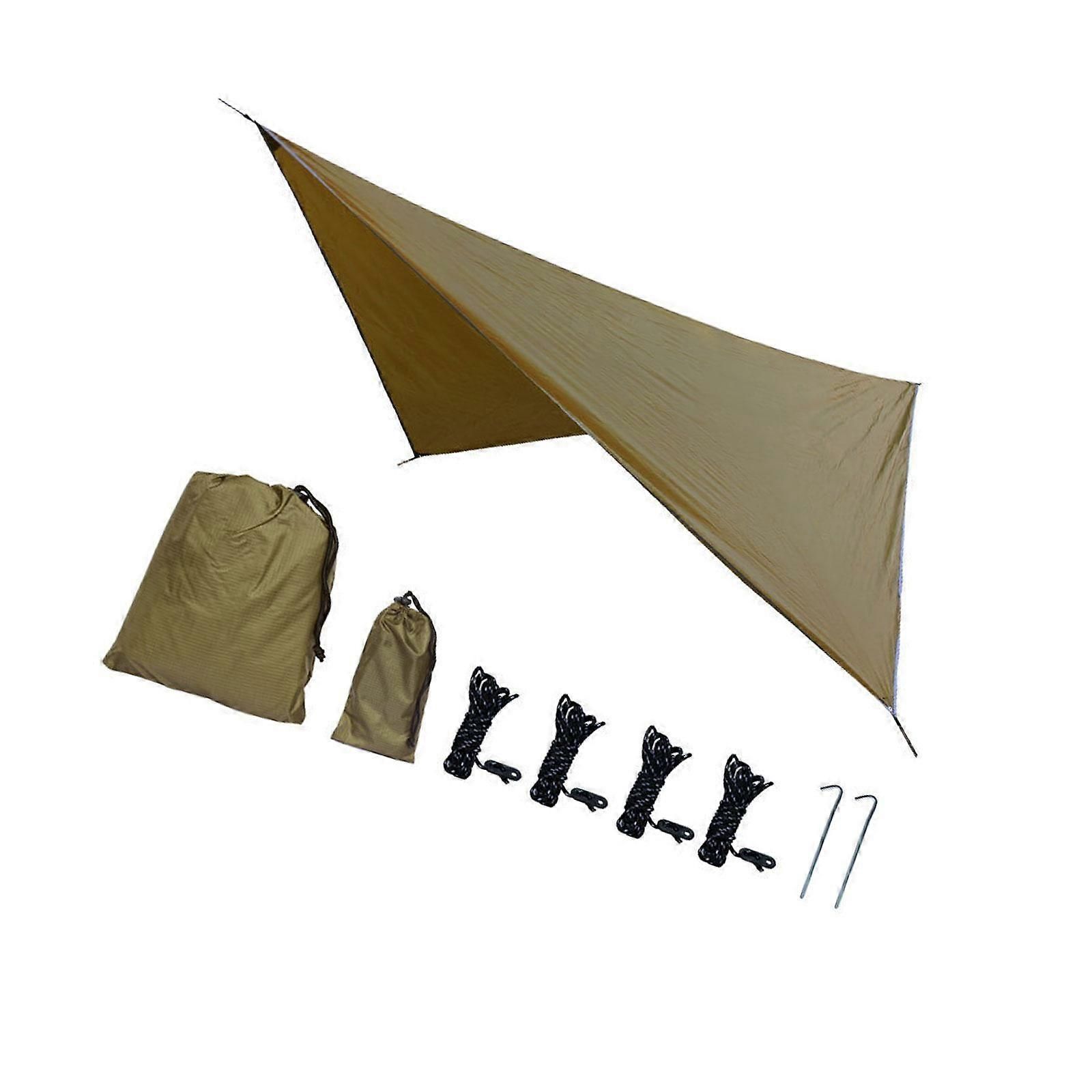 Camping Tarp Tent Tarp Awning Accessories Lightweight Hammock Canopy Rain Awning - Camel - Image 5