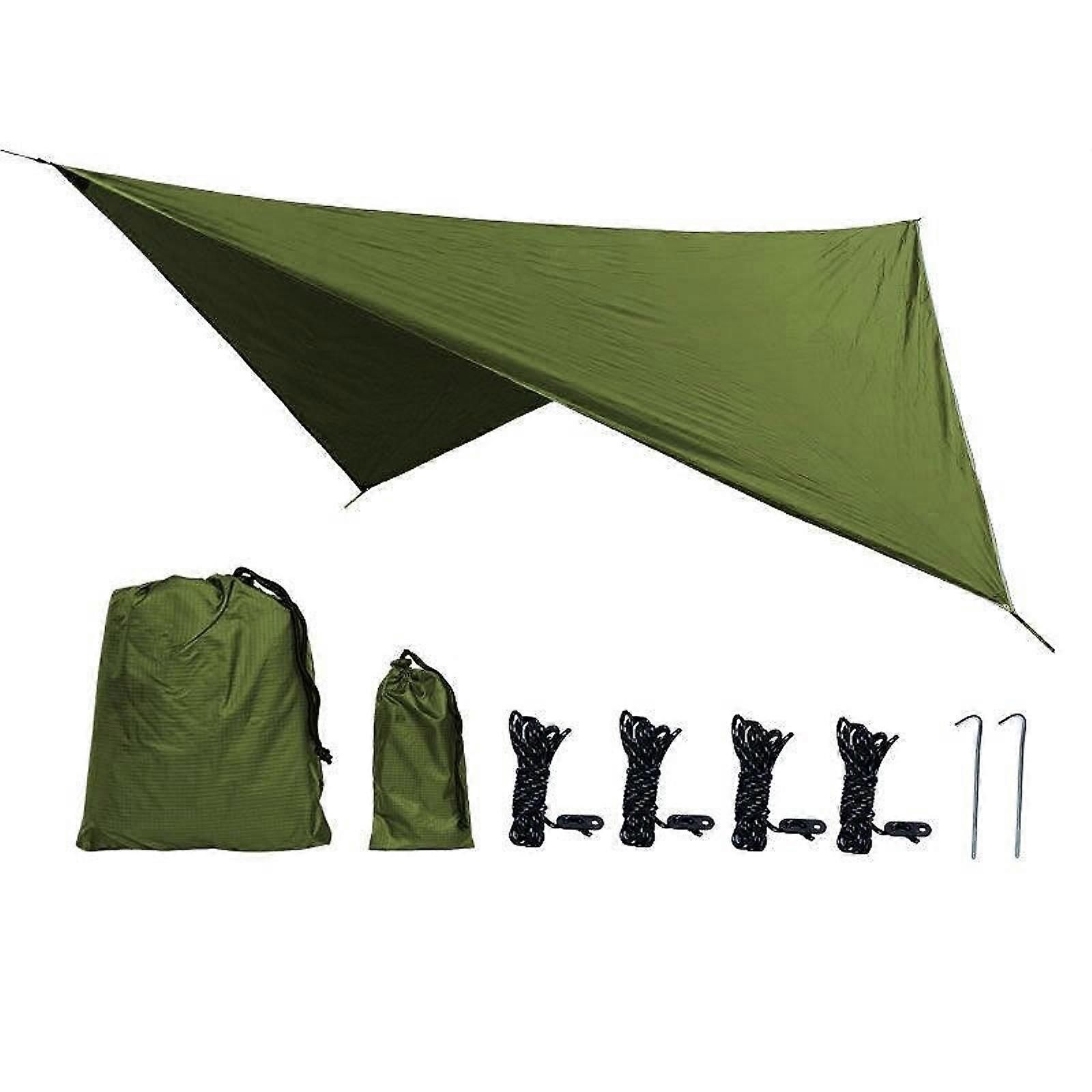 Camping Tarp Tent Tarp Awning Accessories Lightweight Hammock Canopy Rain Awning - Army green - Image 1