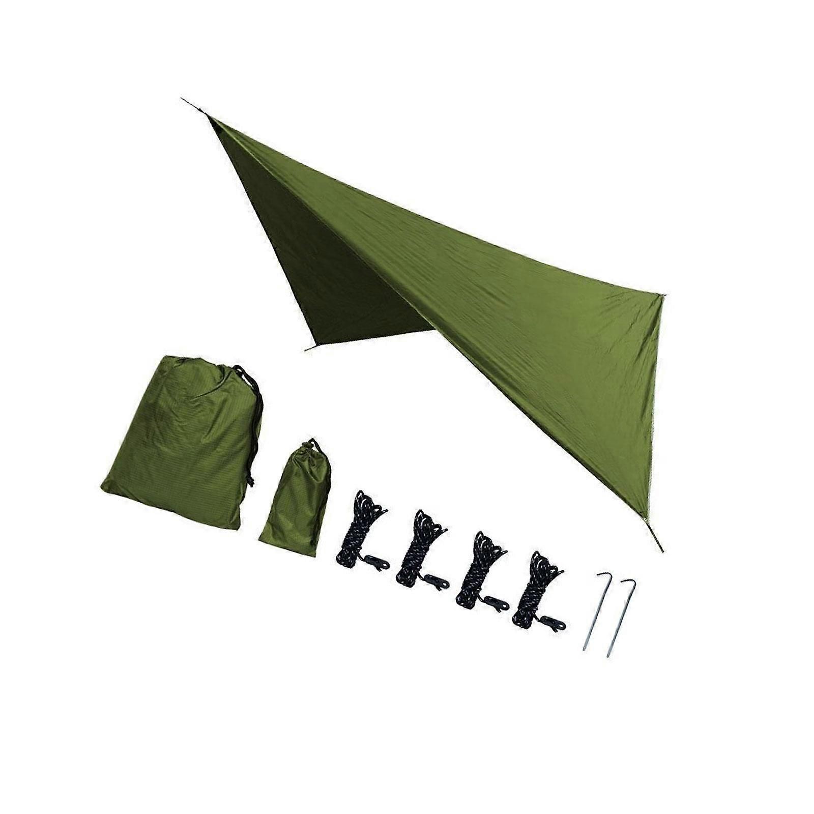 Camping Tarp Tent Tarp Awning Accessories Lightweight Hammock Canopy Rain Awning - Army green - Image 2