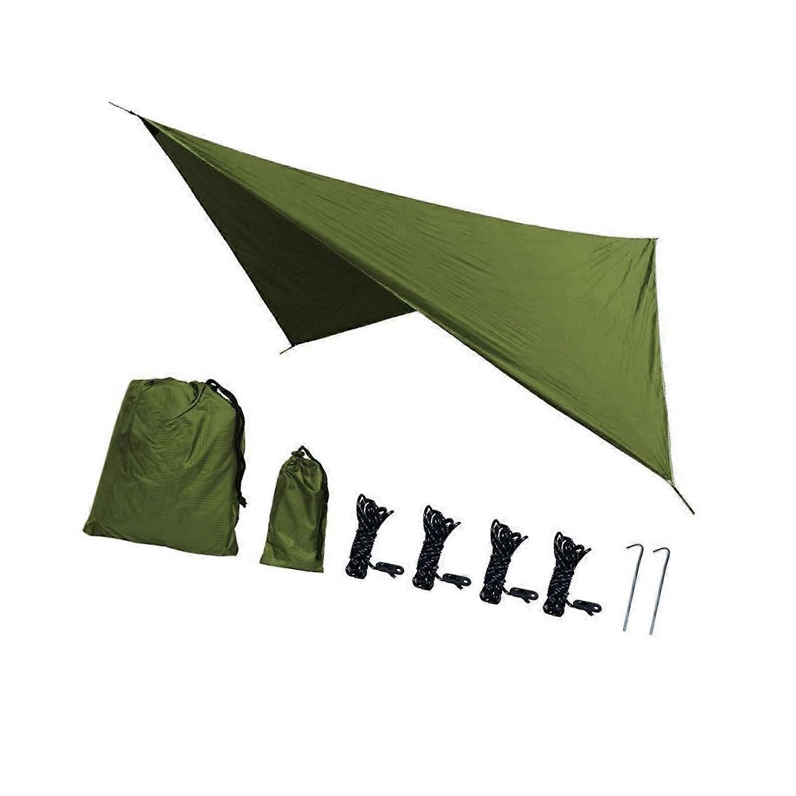 Camping Tarp Tent Tarp Awning Accessories Lightweight Hammock Canopy Rain Awning - Army green - Image 3
