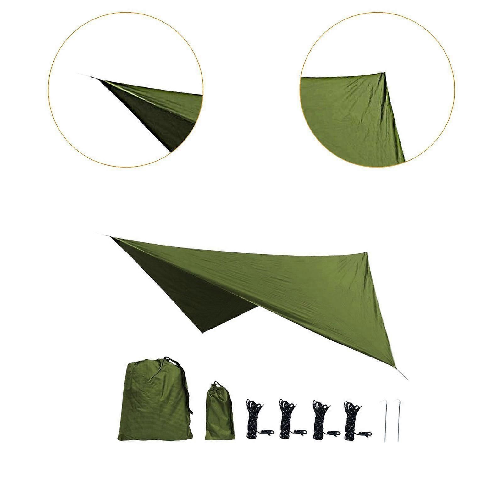 Camping Tarp Tent Tarp Awning Accessories Lightweight Hammock Canopy Rain Awning - Army green - Image 4