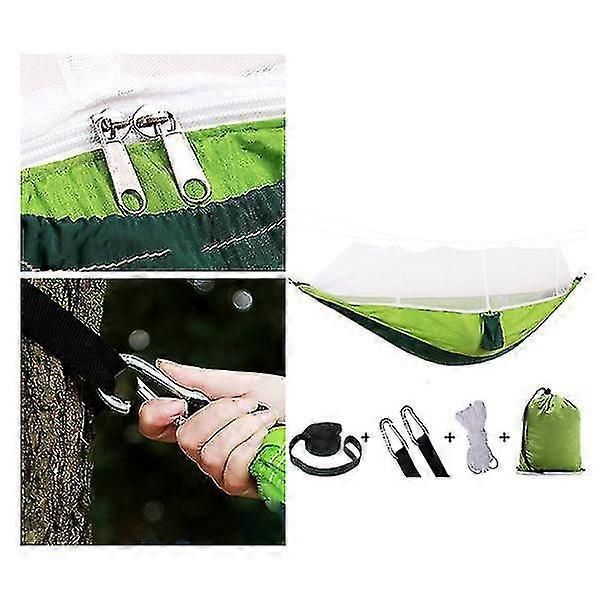 Camping Mosquito-proof Hammock Lightweight Nylon Fabric with Straps Outdoor Hanging Sleeping Bag - Image 4