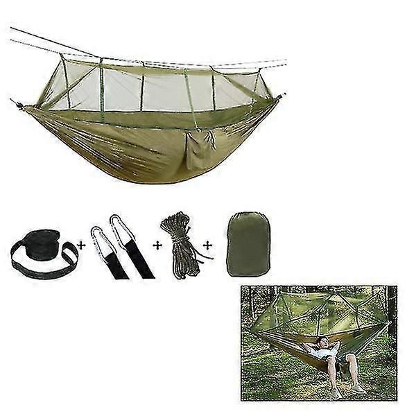 Camping Mosquito-proof Hammock Lightweight Nylon Fabric with Straps Outdoor Hanging Sleeping Bag - Image 5