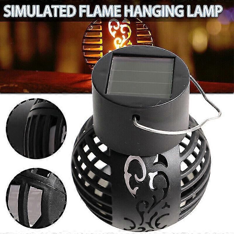 6 Led Solar Powered Flickering Flame Light Hanging Lantern Lamp Garden Decor - Image 3
