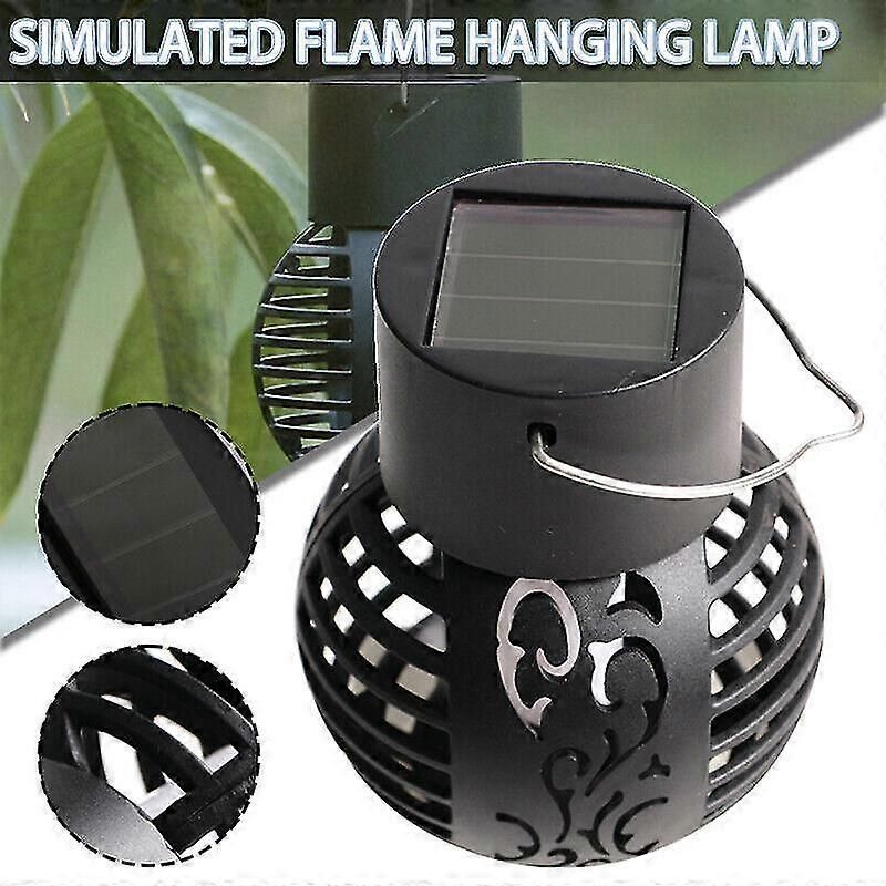 6 Led Solar Powered Flickering Flame Light Hanging Lantern Lamp Garden Decor - Image 4