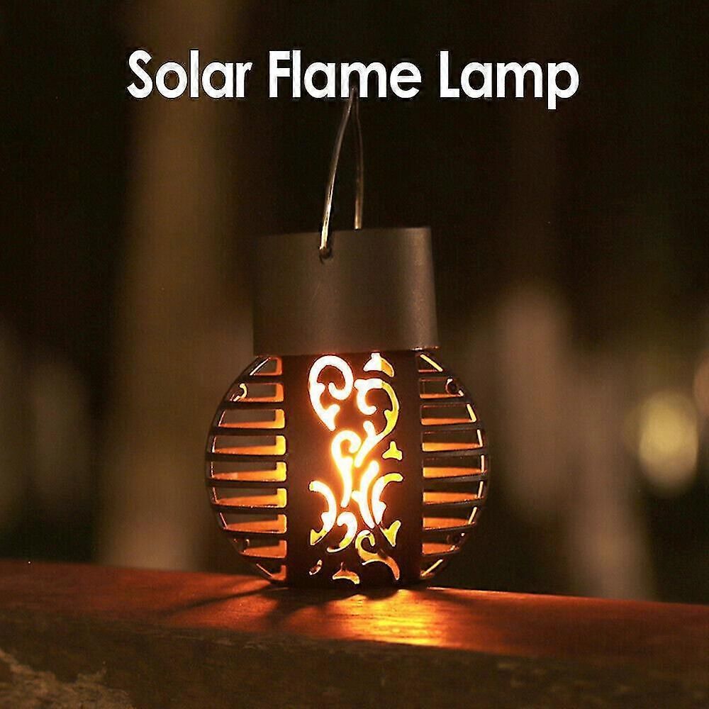 6 Led Solar Powered Flickering Flame Light Hanging Lantern Lamp Garden Decor - Image 5