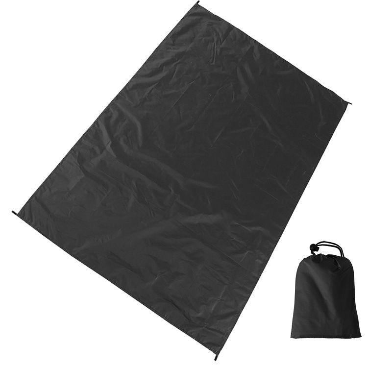 Camping Ground Sheet Waterproof Silver Coated Sunlight Resistant Quick Dry Outdoor Mat - Black 300*300cm - Image 1