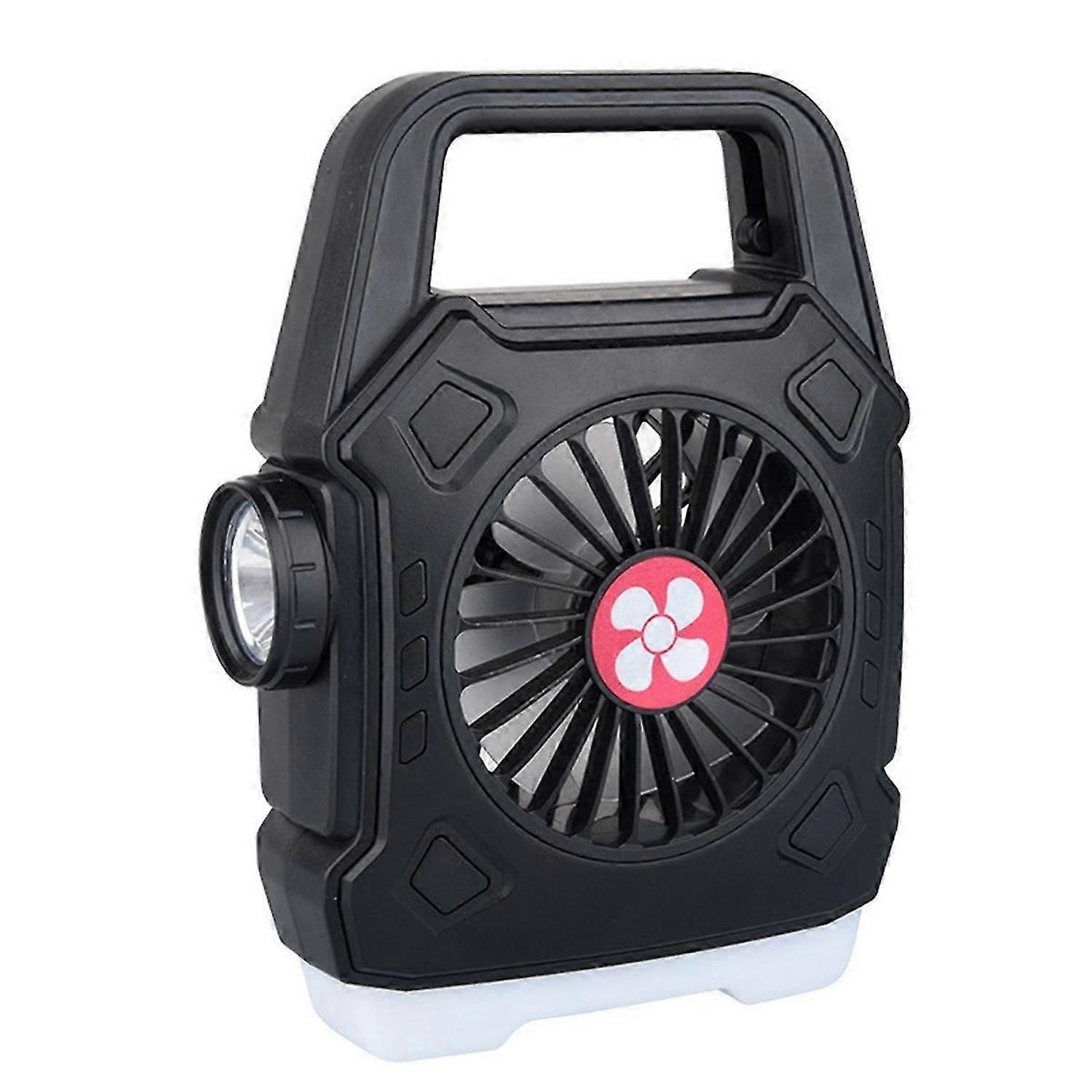 Portable Camping Fan with Light USB Charging Hanging Tent Light Black - Image 1