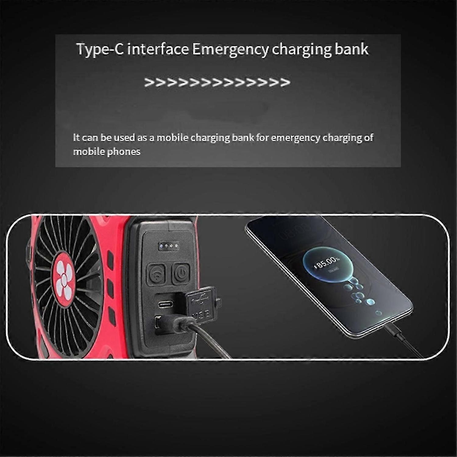 Portable Camping Fan with Light USB Charging Hanging Tent Light Black - Image 5