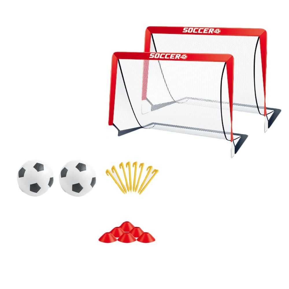 Soccer Goals for Backyard Set Outdoor Sports Games - Red Goal Frame with Black Net - Image 1
