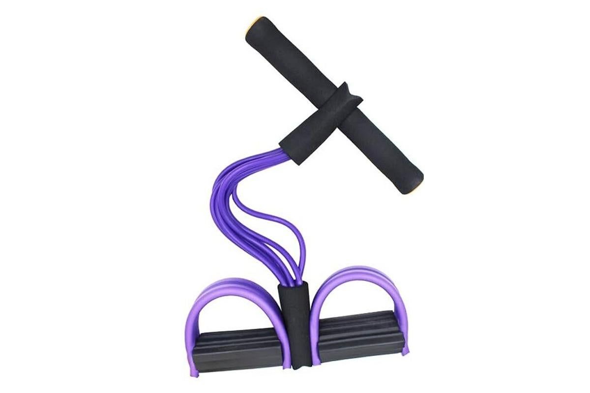 6 Tube Resistance Band Ankle Puller Foot Pedal Fitness Exercise Rope - Purple - Image 2