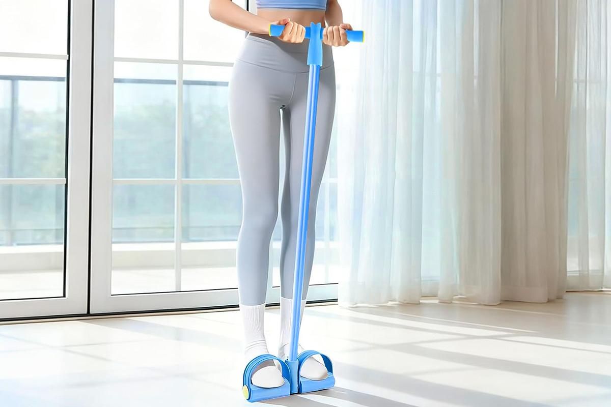 6 Tube Resistance Band Ankle Puller Foot Pedal Fitness Exercise Rope - Blue - Image 5