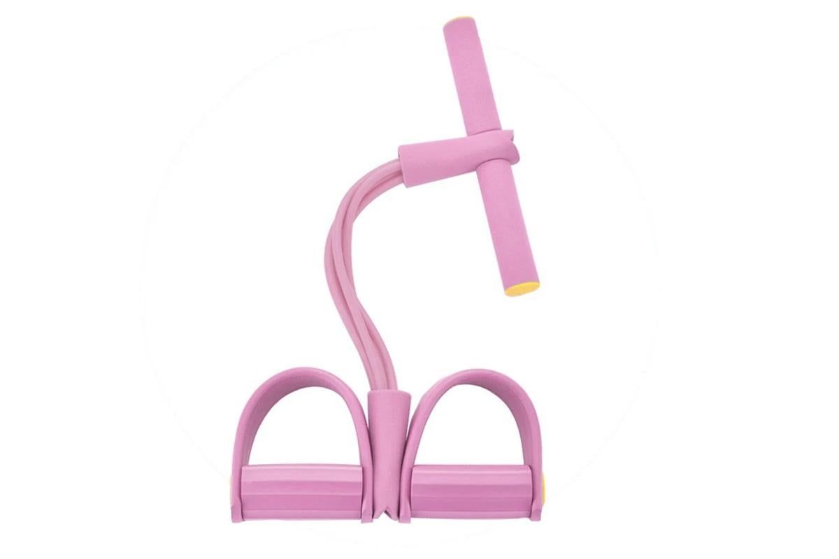 6 Tube Resistance Band Ankle Puller Foot Pedal Fitness Exercise Rope - Pink - Image 6