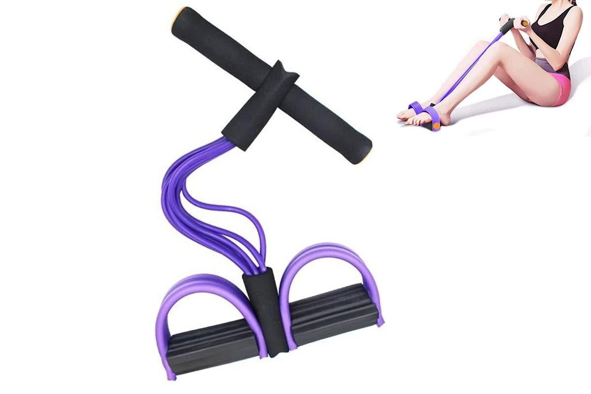 6 Tube Resistance Band Ankle Puller Foot Pedal Fitness Exercise Rope - Pink - Image 8