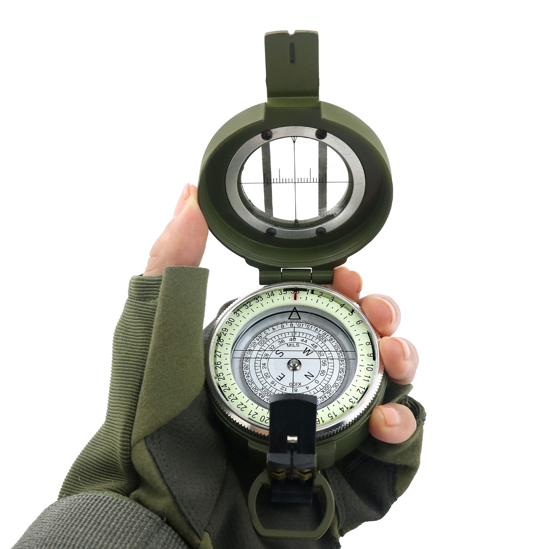 Pocket Compasses with Luminous Function for Camping, Hiking, Mountaineering - Army green - Image 1