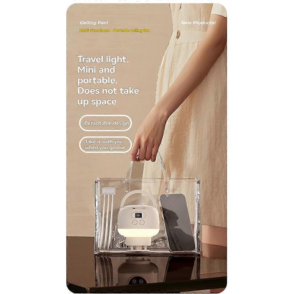 Camping Fan USB Rechargeable Tent Fan with Remote Control LED Light 5 Speeds Timer Portable Ceiling Fan for Camping - Image 3