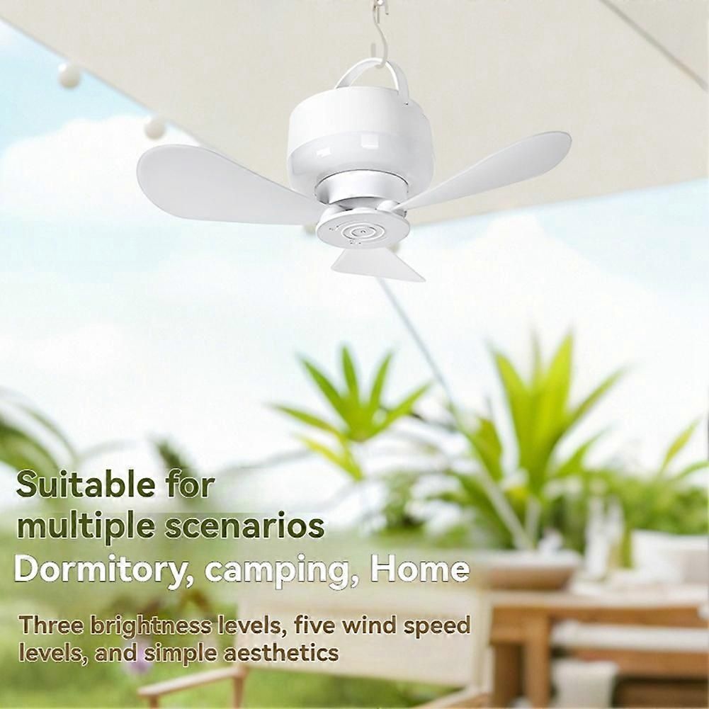 2-in-1 Camping Fan with LED Light Portable Rechargeable Battery Powered Fan with Remote for Tent, Travel, BBQ - White - Image 3