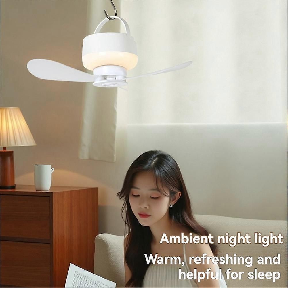 2-in-1 Camping Fan with LED Light Portable Rechargeable Battery Powered Fan with Remote for Tent, Travel, BBQ - White - Image 5