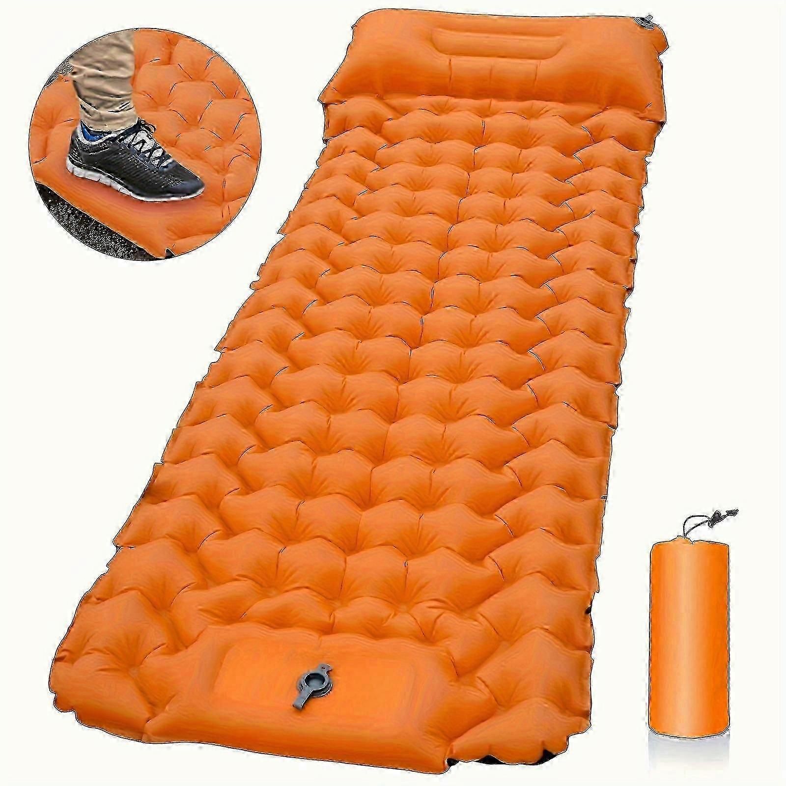 Portable Sleeping Pad, Camping Inflatable Mattress With Pillows, Folding Ultralight Air Cushion For Outdoor Hiking Trekking well - Blue - Image 4
