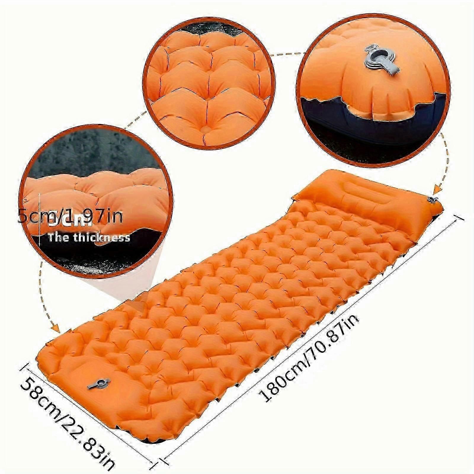Portable Sleeping Pad, Camping Inflatable Mattress With Pillows, Folding Ultralight Air Cushion For Outdoor Hiking Trekking well - Blue - Image 5