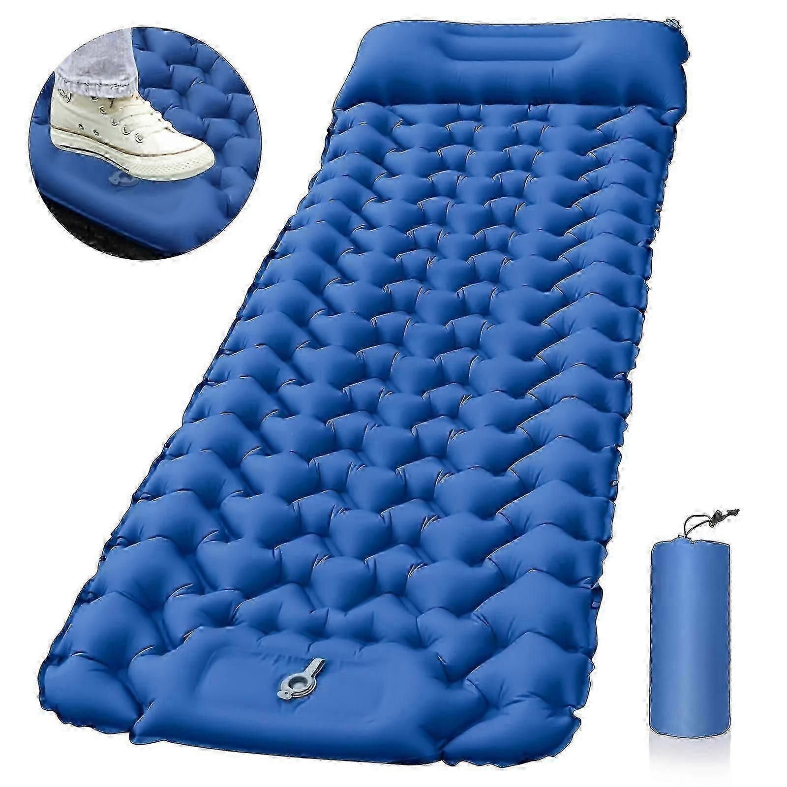 Portable Sleeping Pad, Camping Inflatable Mattress With Pillows, Folding Ultralight Air Cushion For Outdoor Hiking Trekking well - Gray - Image 2