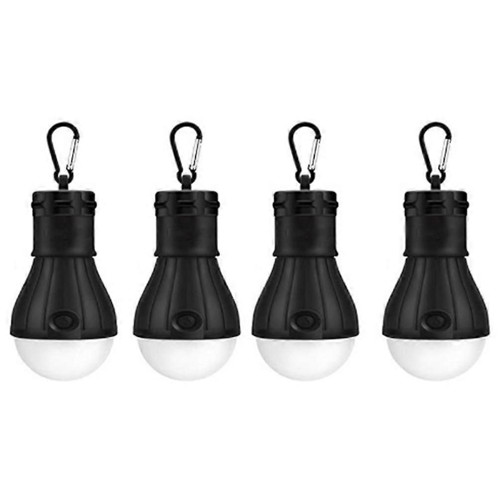 LED Camping Lantern, Super Bright Outdoor Waterproof Light with Hook, Ideal for Hiking, Fishing, Parties, 4-Pack Black - Image 1