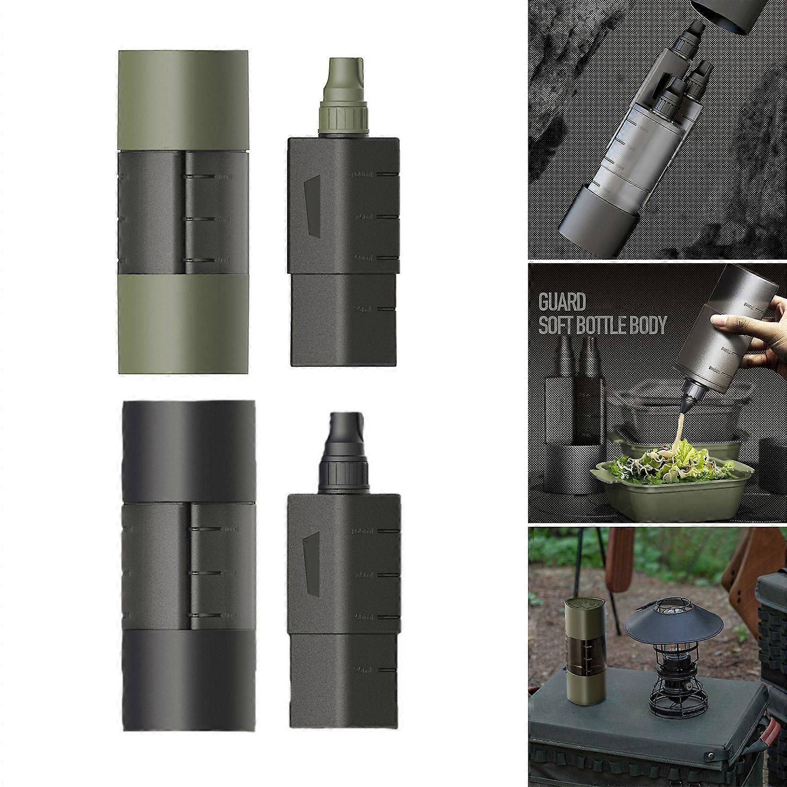 Multifunction Camping Spices Container Seasoning Bottle Spices Jar for Outdoor Camping BBQ with Leakproof Sealing Caps Army Green - Image 2