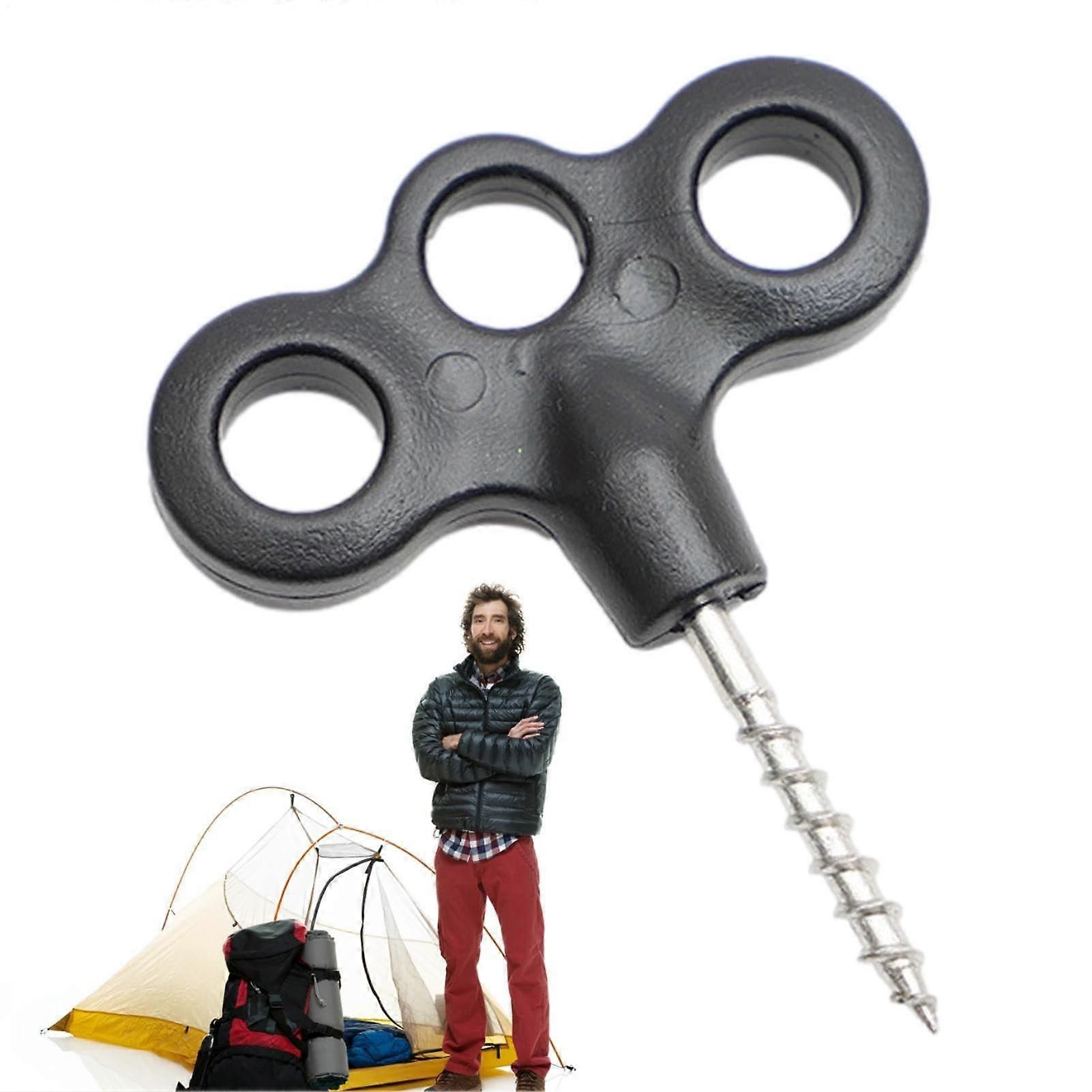 4pcs Camping Tent Stakes Screw‑In Metal Pegs, Lightweight Rust‑Resistant Windproof Stakes for Outdoor Use - Image 1