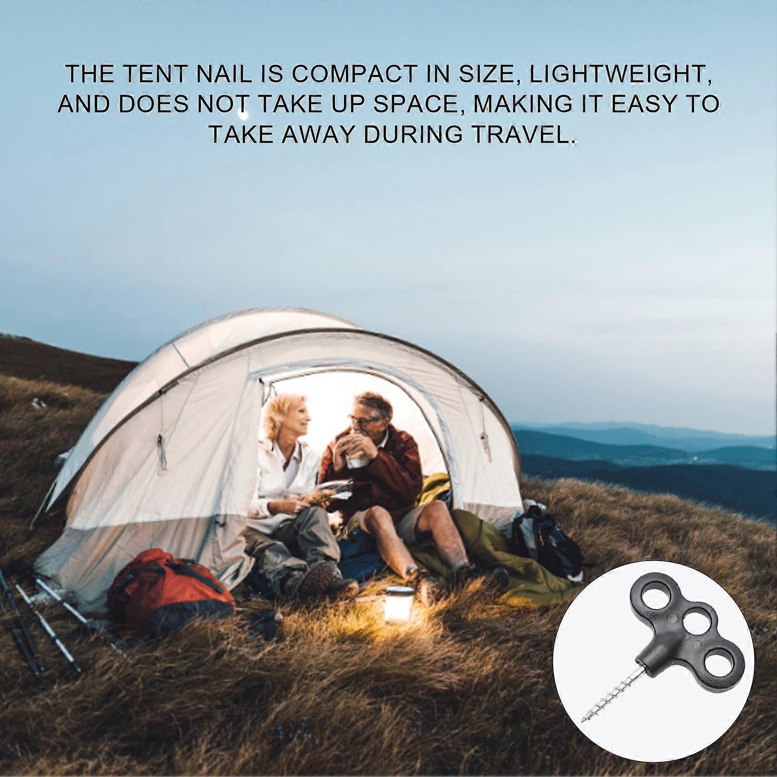4pcs Camping Tent Stakes Screw‑In Metal Pegs, Lightweight Rust‑Resistant Windproof Stakes for Outdoor Use - Image 3