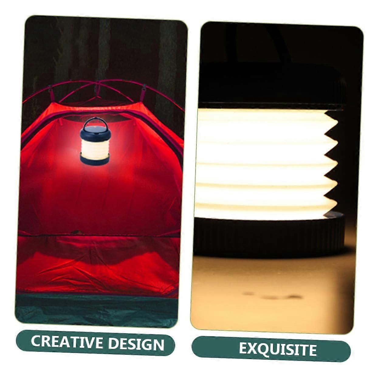 USB Rechargeable Folding Camping Lantern with Dual Lighting Mode, Lightweight LED Tent Light for Outdoor Hiking, Blue - Image 2