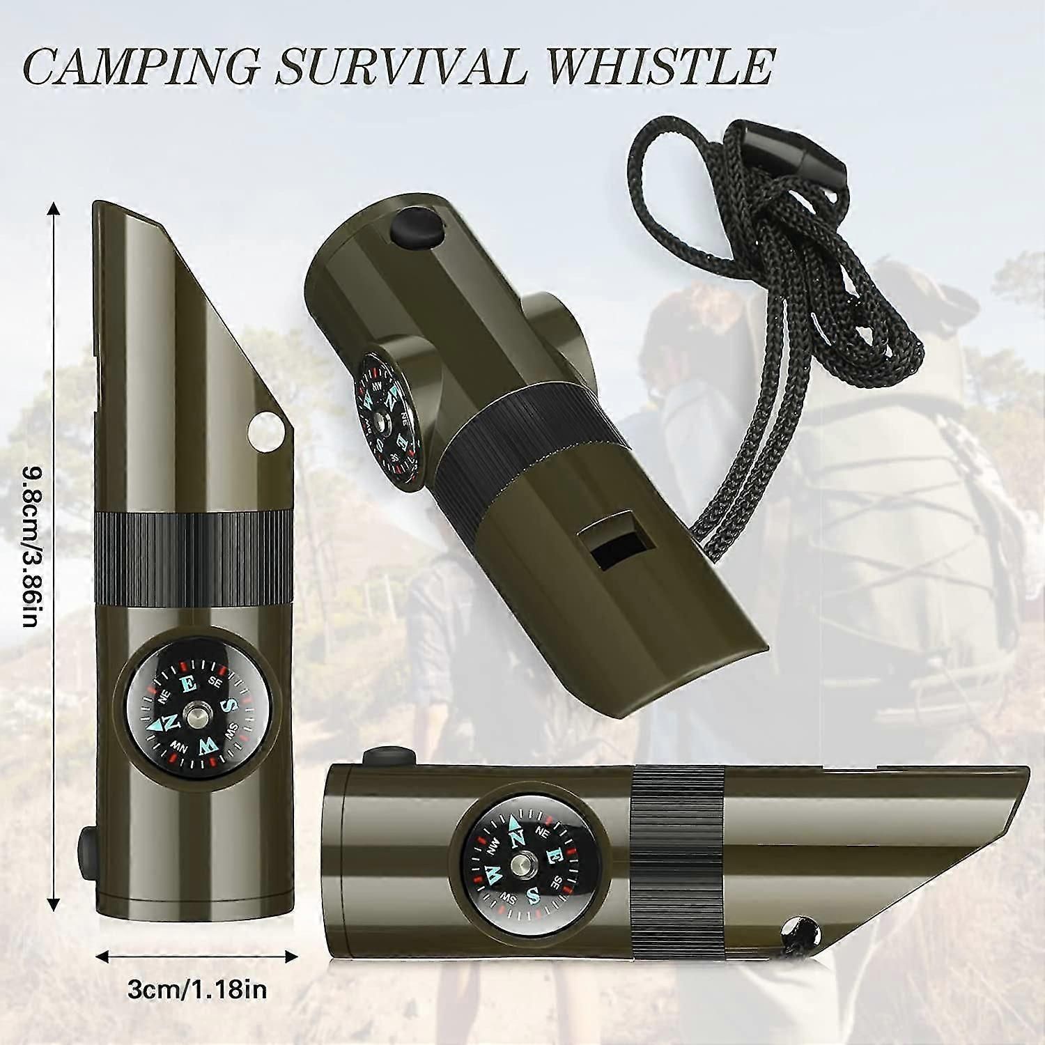 Camping Survival Kit with Lanyard Emergency Compass Safety Whistle Emergency Whistle Kid Survival Kit Outdoor Multi Function Tool for Camping Hiking - Image 2