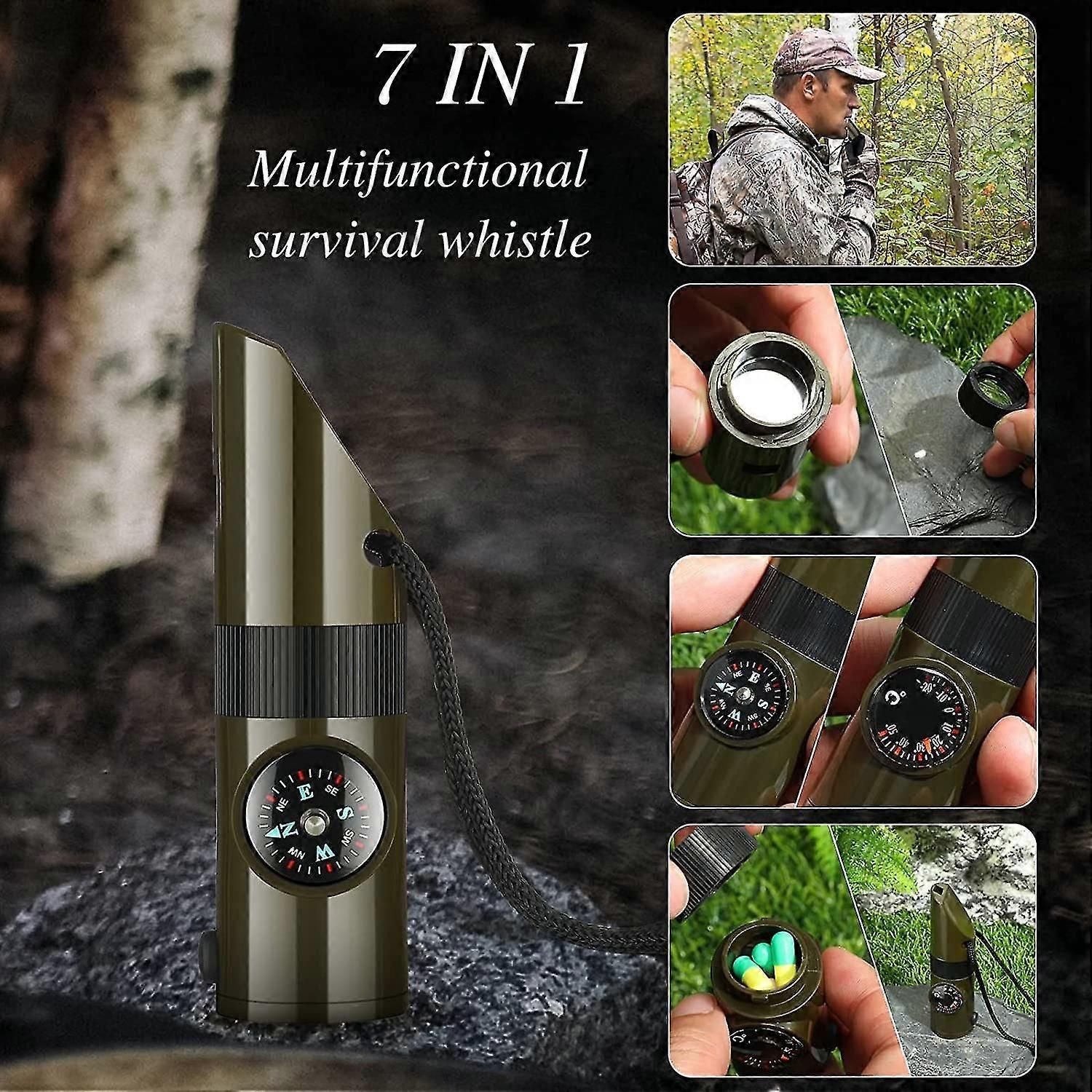 Camping Survival Kit with Lanyard Emergency Compass Safety Whistle Emergency Whistle Kid Survival Kit Outdoor Multi Function Tool for Camping Hiking - Image 4