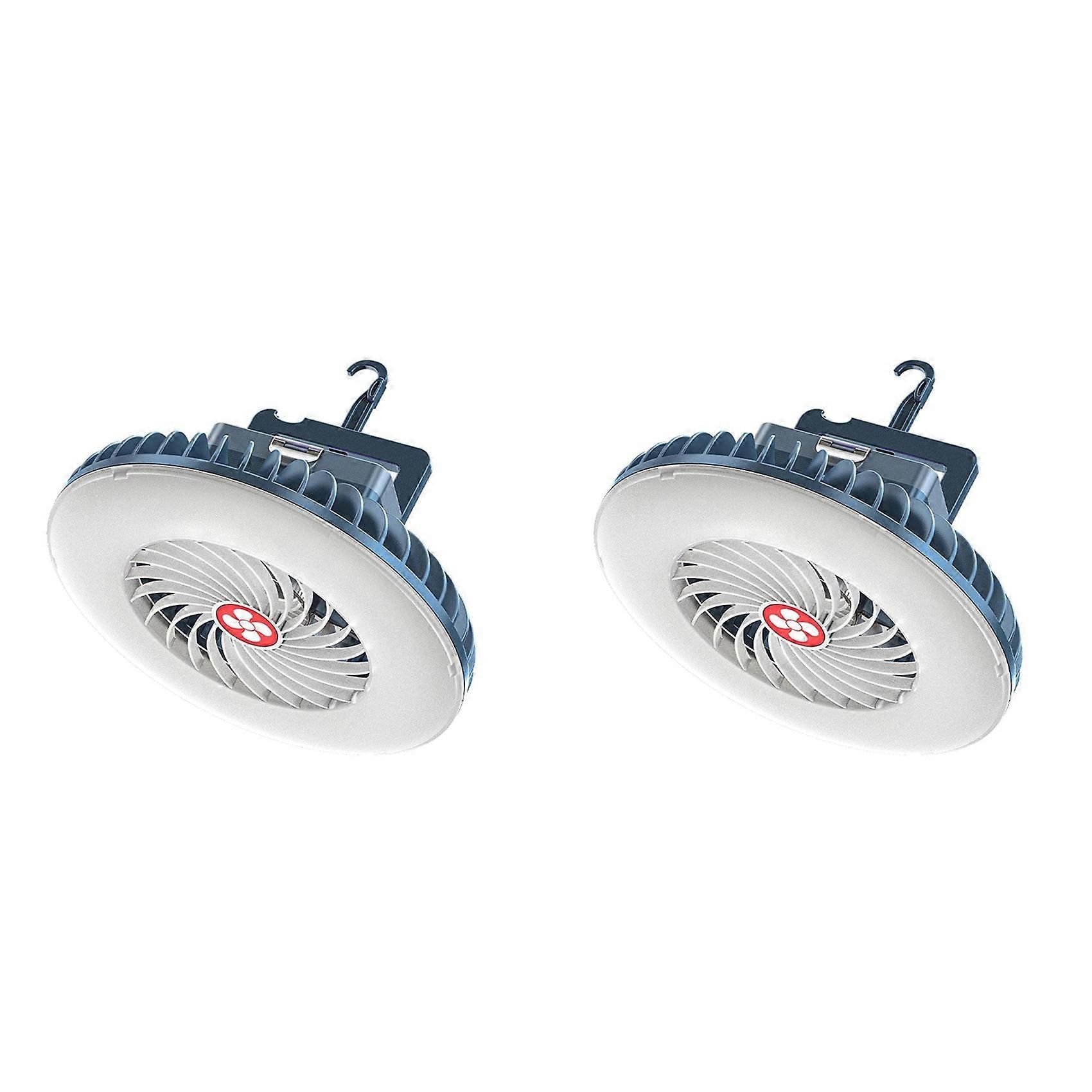 2X Portable Camping Fan with LED USB Rechargeable Battery Operated Fan for Tent Car Emergency - Image 1