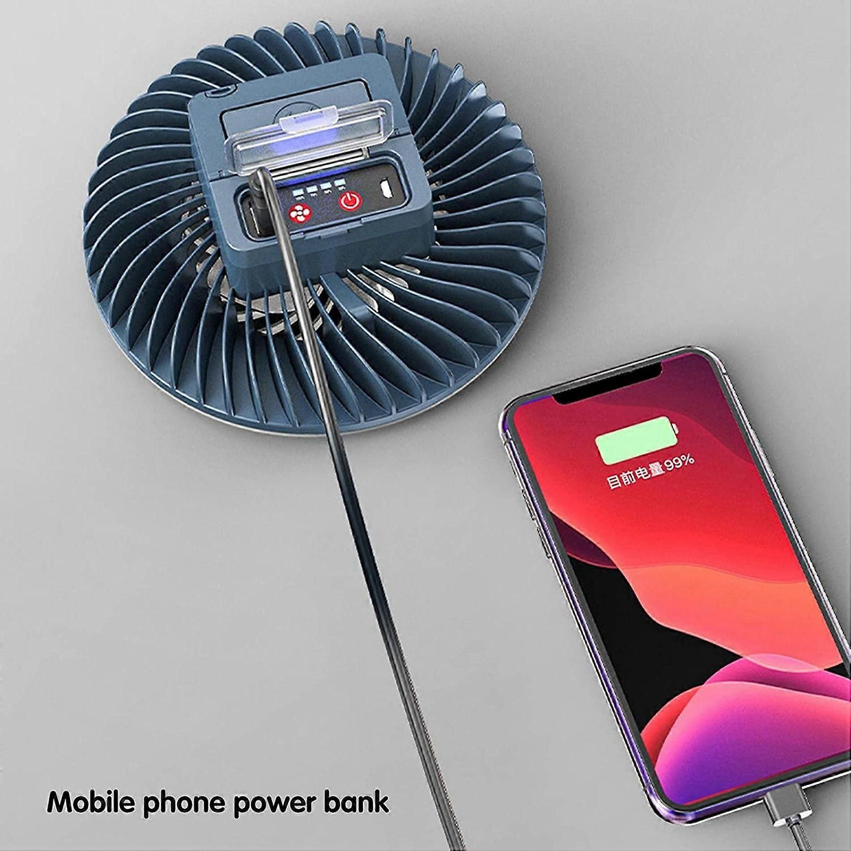 2X Portable Camping Fan with LED USB Rechargeable Battery Operated Fan for Tent Car Emergency - Image 2