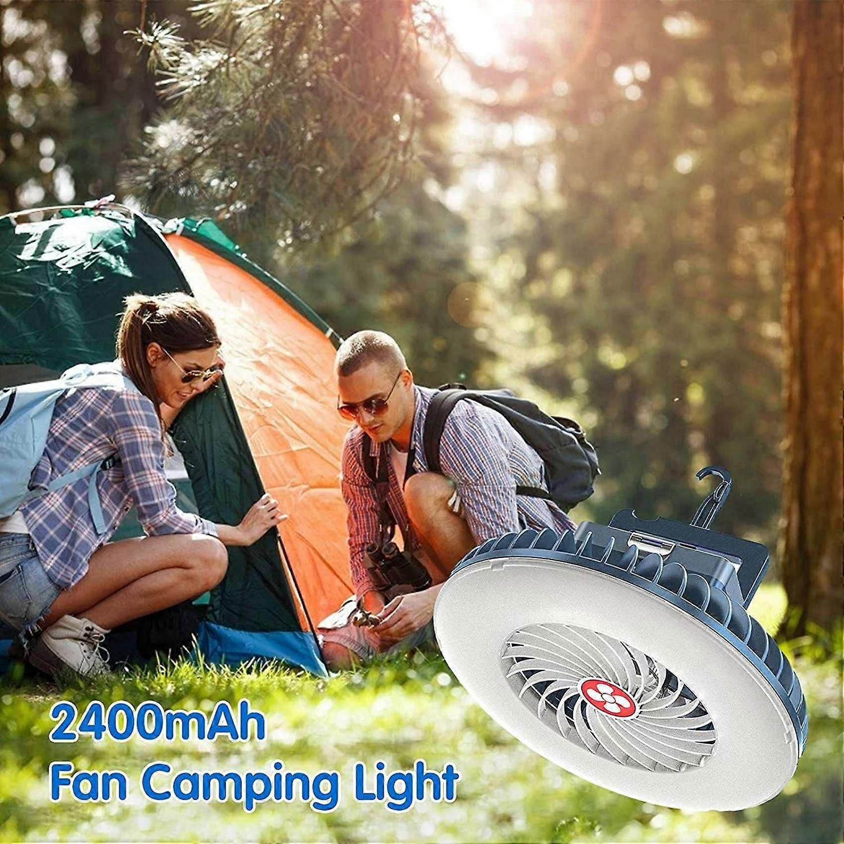 2X Portable Camping Fan with LED USB Rechargeable Battery Operated Fan for Tent Car Emergency - Image 5