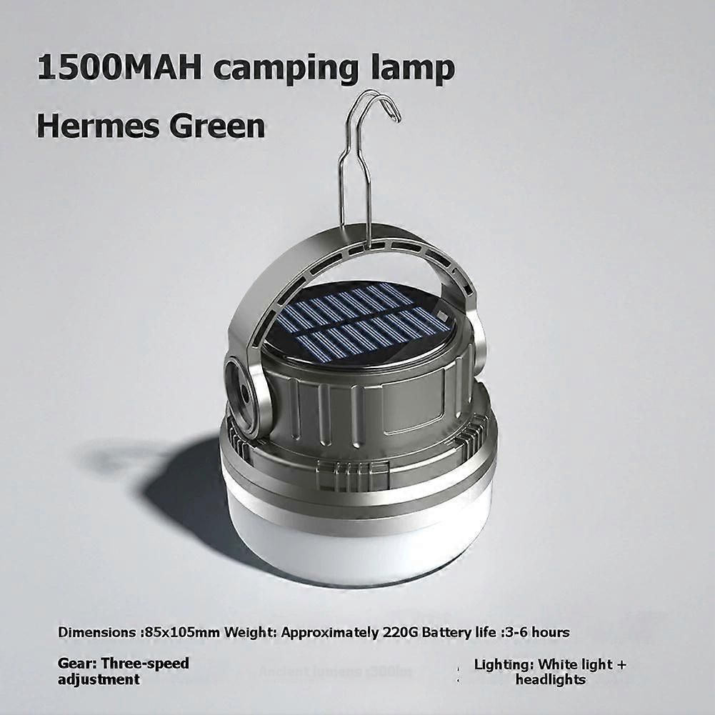 Portable Camping Light Waterproof USB Solar Charging 1500mah 3-Speed Adjustable Green - Image 2