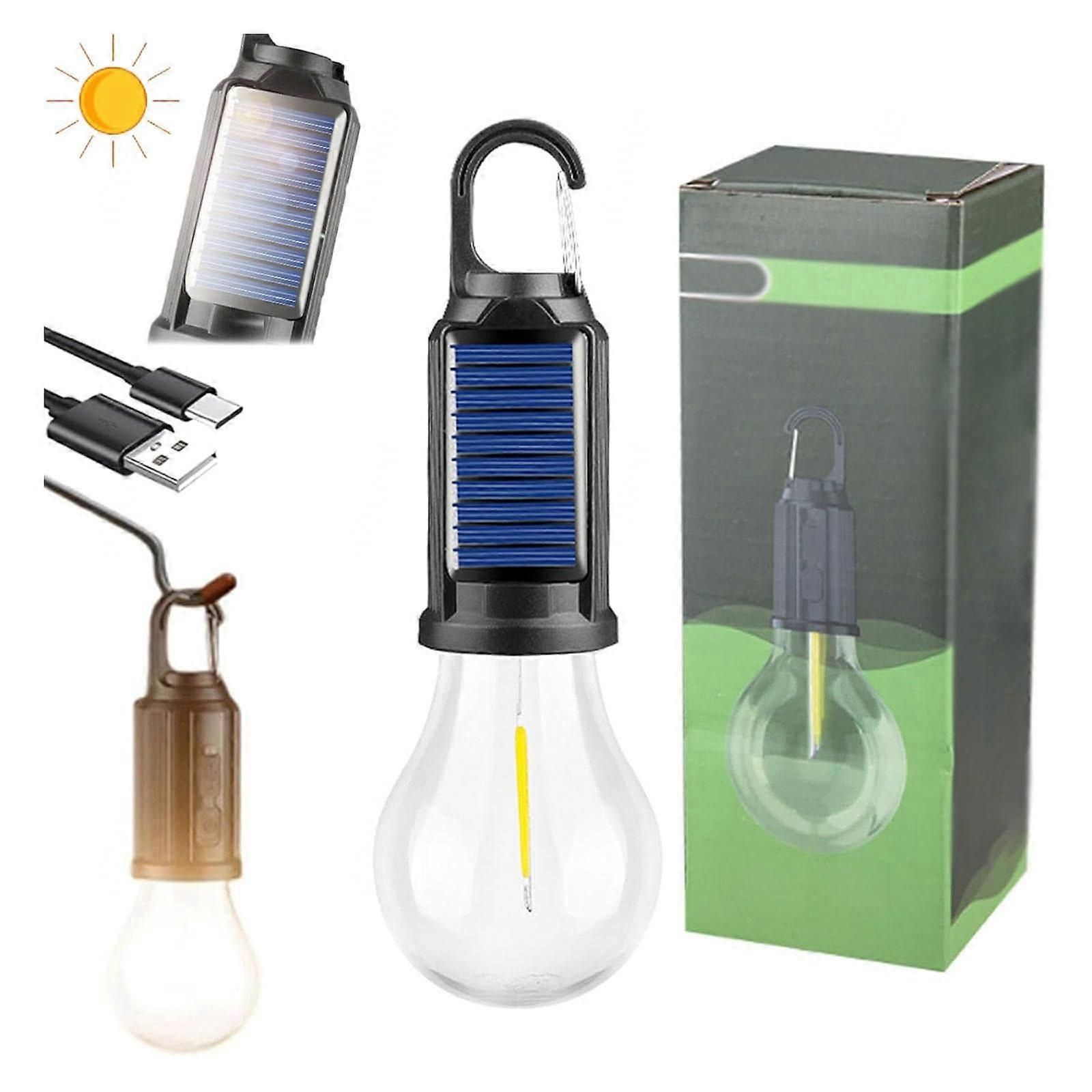 USB Rechargeable Solar Camping Light with Dual Charging and 3 Brightness Modes, Water‑Resistant Hanging LED Tent Lamp - Image 1