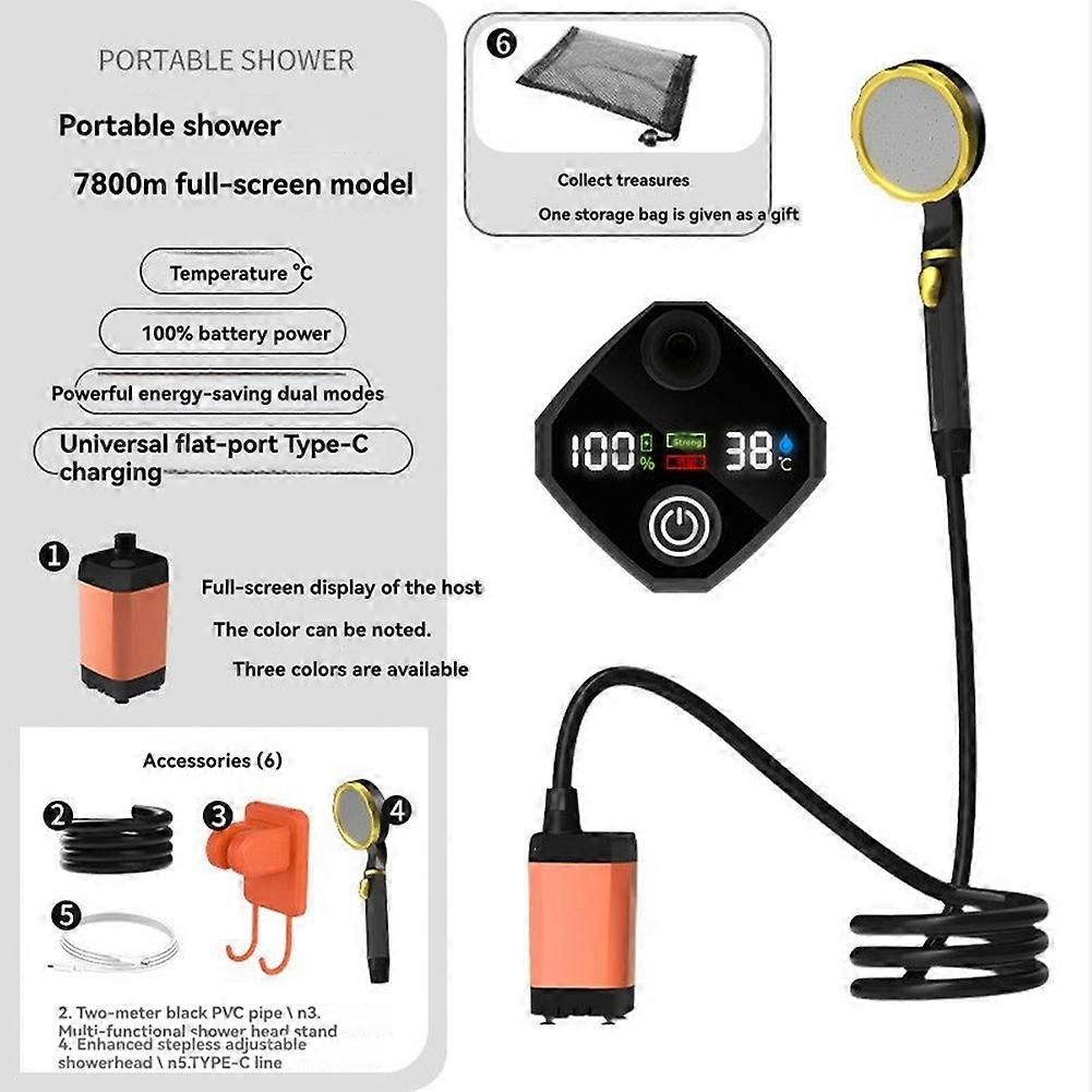 Outdoor Shower Kit Camping Shower Pump Full Screen Digital Display 7800mah Upgraded Low Noice Outdoors Shower Kit Green - Image 5