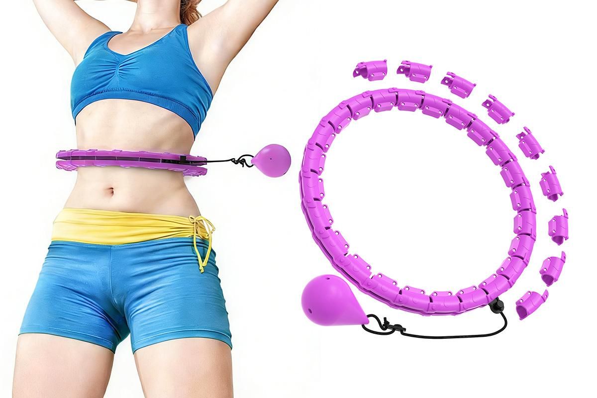 32 Section Weighted Hula Hoop with Massage Rollers - Purple - Image 1